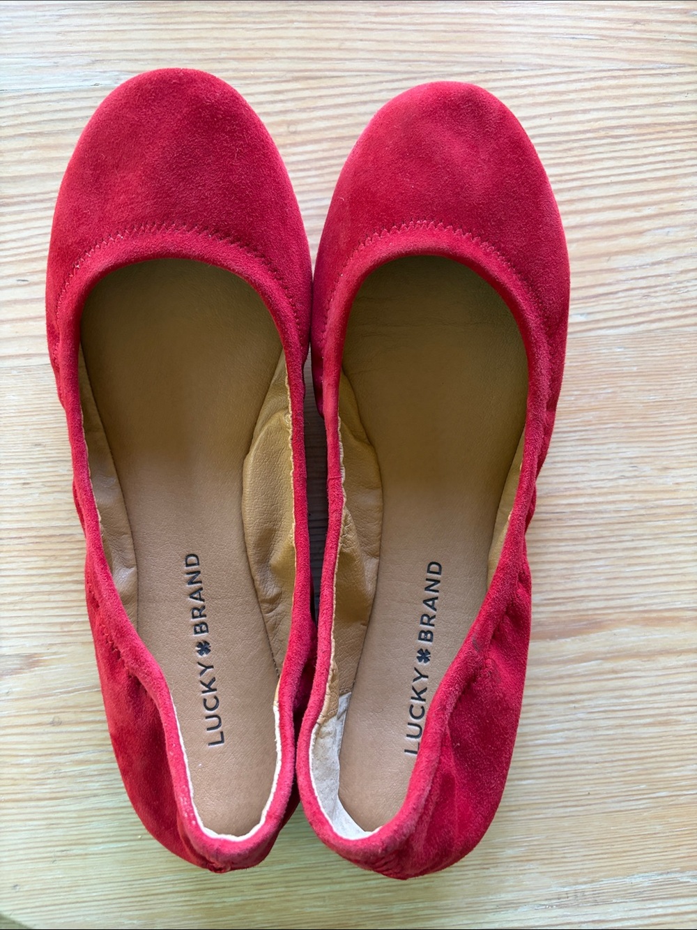 Lucky Brand Red Suede Slip-On Ballet Flats Women’s Size 8